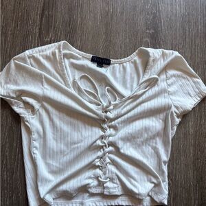 White Ribbed Crop Top